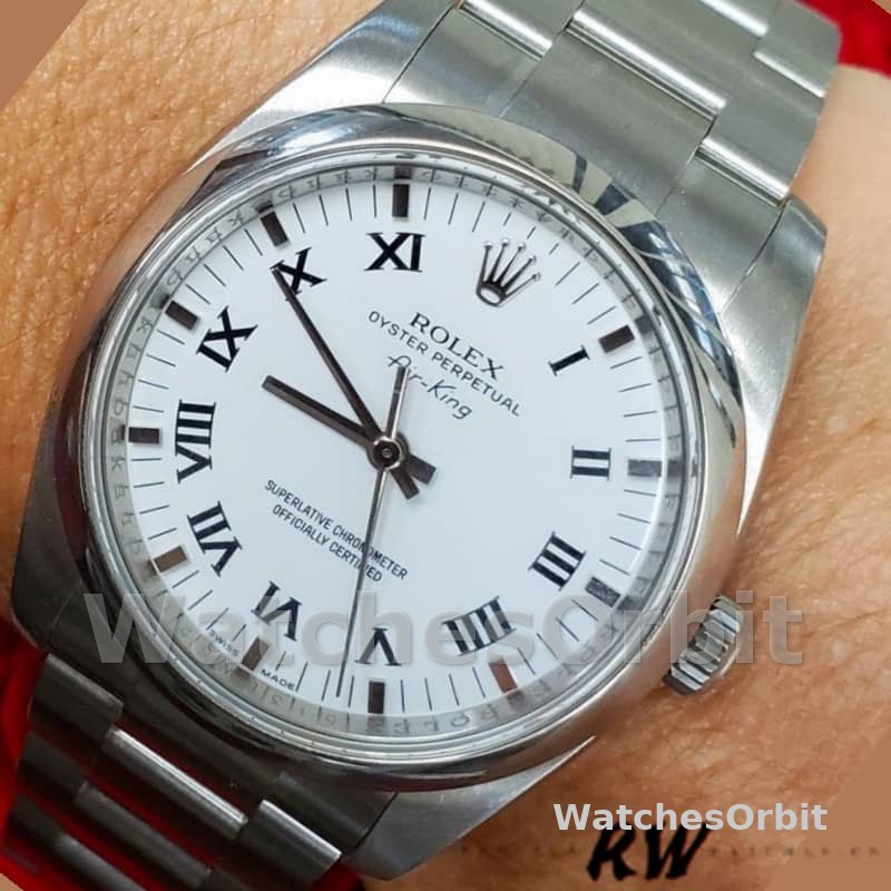 Rolex Oyster Perpetual Air-King 114200 White Dial 34mm Unisex Replica Watch