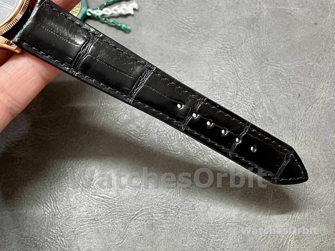 Rolex Cellini Time 50505 Black Leather Strap Black Dial 39mm Mens Replica Watch