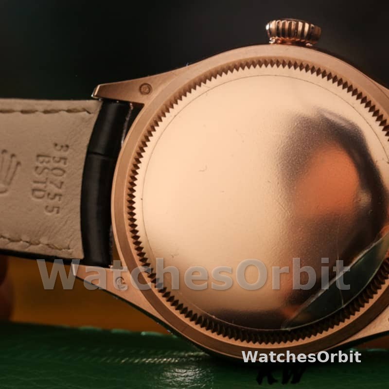 Rolex Cellini Time 50505 Black Leather Strap White Dial 39mm Mens Replica Watch