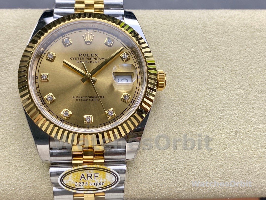 2022 Rolex Datejust Champagne Diamond Dial Two Tone M126333-0012 41mm Mens Replica Watch