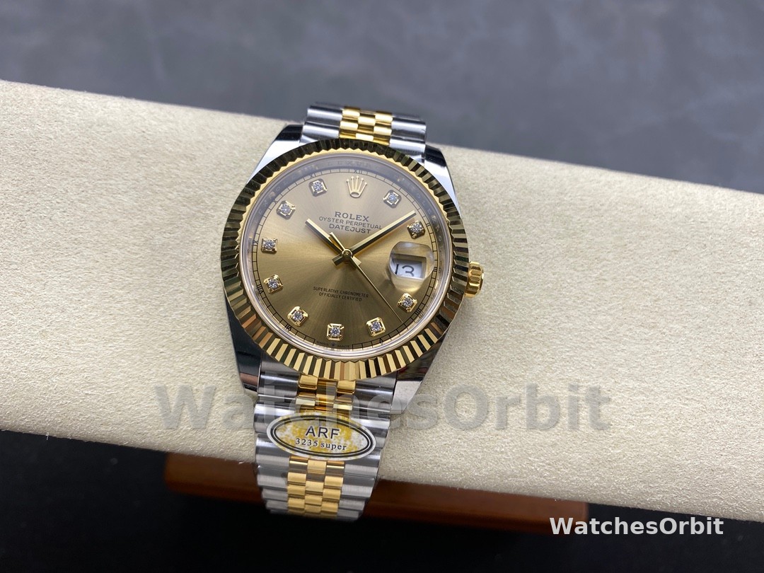 2022 Rolex Datejust Champagne Diamond Dial Two Tone M126333-0012 41mm Mens Replica Watch