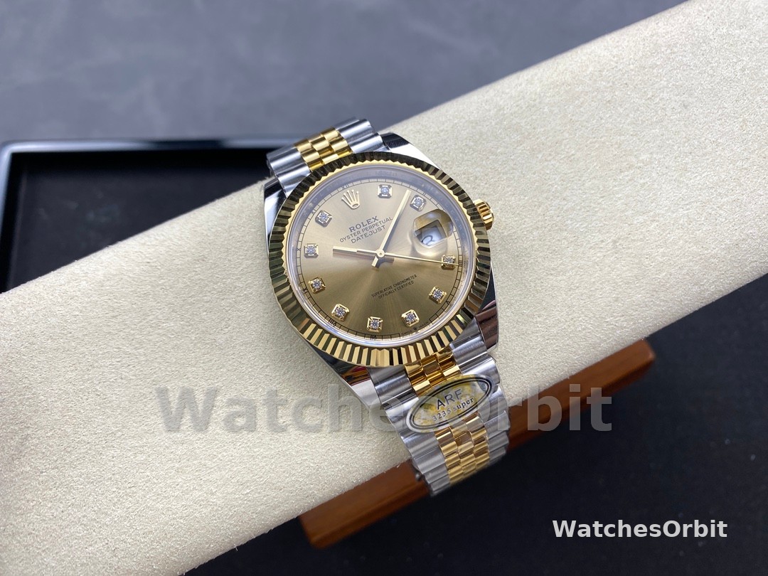 2022 Rolex Datejust Champagne Diamond Dial Two Tone M126333-0012 41mm Mens Replica Watch
