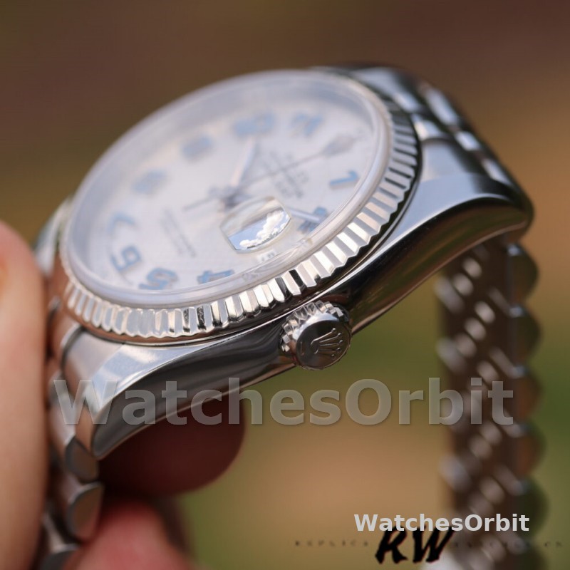 Rolex Datejust 116234 Silver Dial Blue Arabic Numeral Hour Markers 36mm Unisex Replica Watch