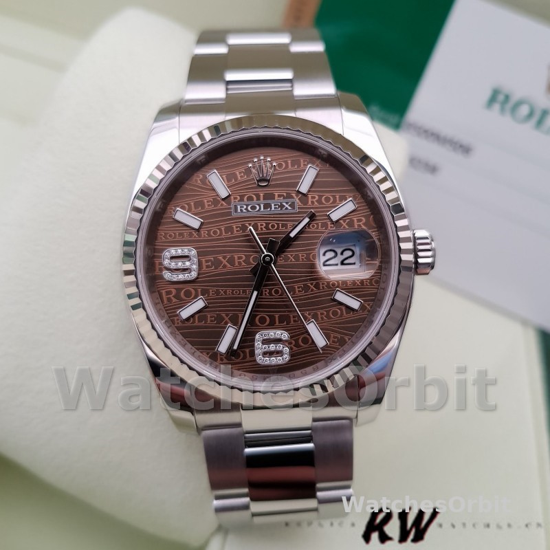 Rolex Datejust 116234 Waves Bronze Diamond Dial 36mm Unisex Replica Watch