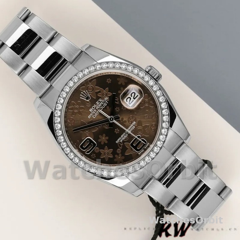 Rolex Datejust 116244 Bronze Floral Arabic Diamond Dial 36mm Unisex Replica Watch