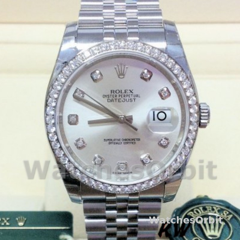 Rolex Datejust 116244 Silver Dial Diamonds 36mm Lady Replica Watch