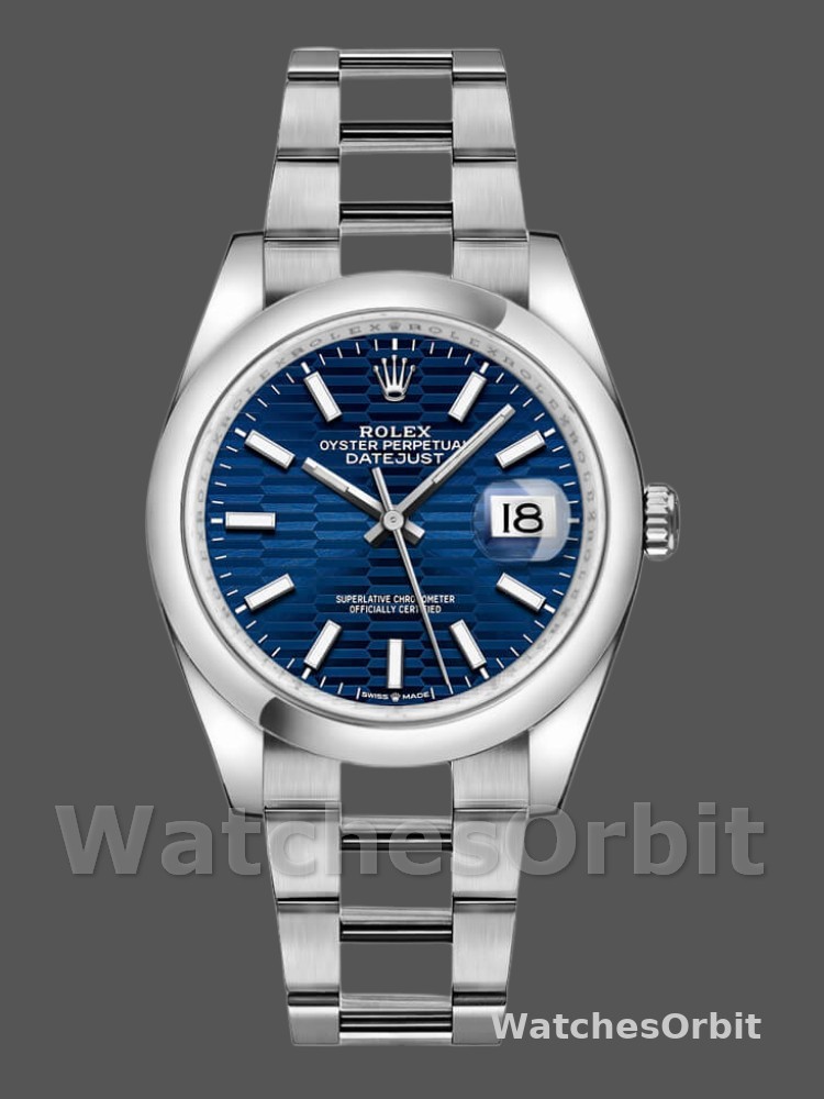 Rolex Datejust 126200 Blue Motif Wave Dial Stainless Steel 36MM Unisex Replica Watch