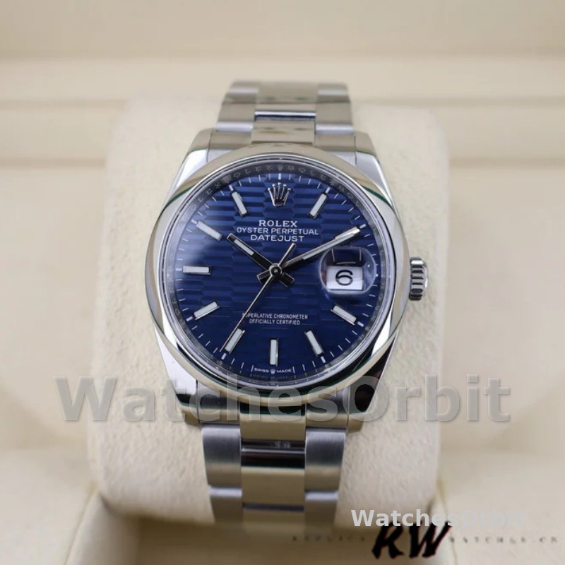 Rolex Datejust 126200 Blue Motif Wave Dial Stainless Steel 36MM Unisex Replica Watch