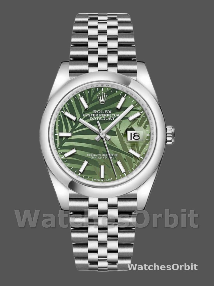 Rolex Datejust 126200 Olive Green Palm Motif Dial 36MM Unisex Replica Watch