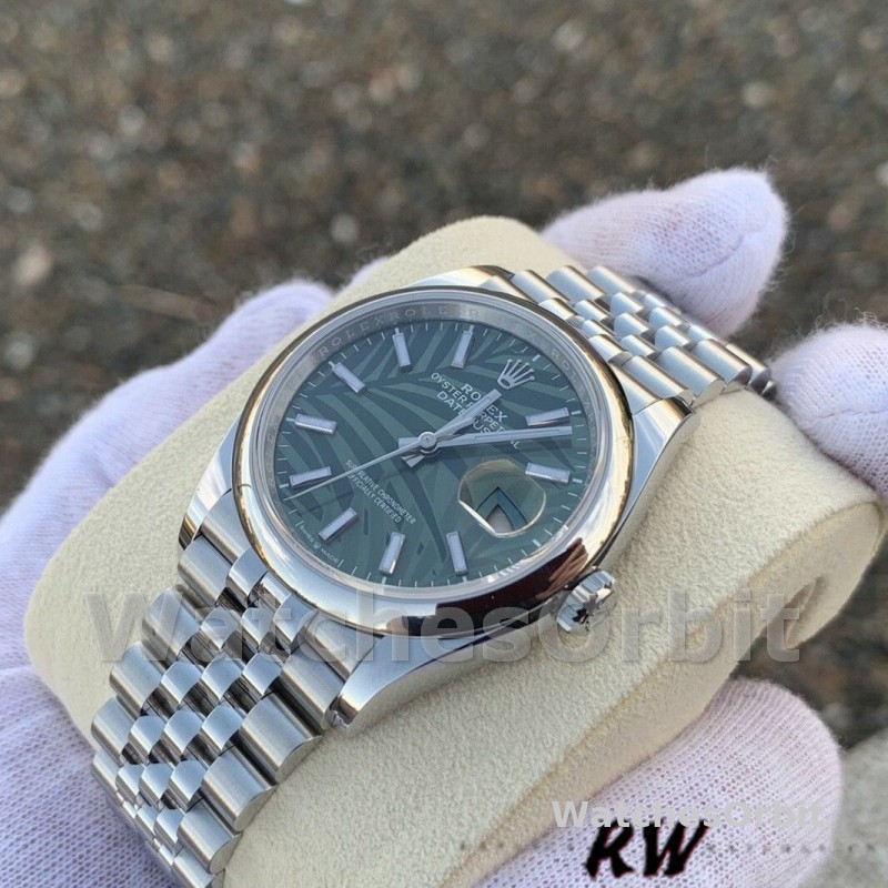 Rolex Datejust 126200 Olive Green Palm Motif Dial 36MM Unisex Replica Watch