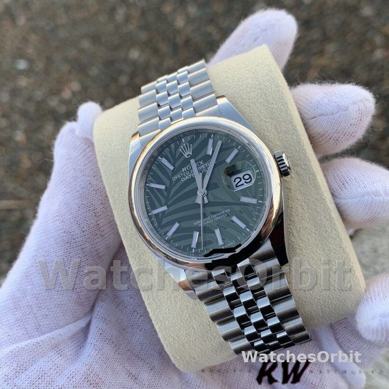 Rolex Datejust 126200 Olive Green Palm Motif Dial 36MM Unisex Replica Watch