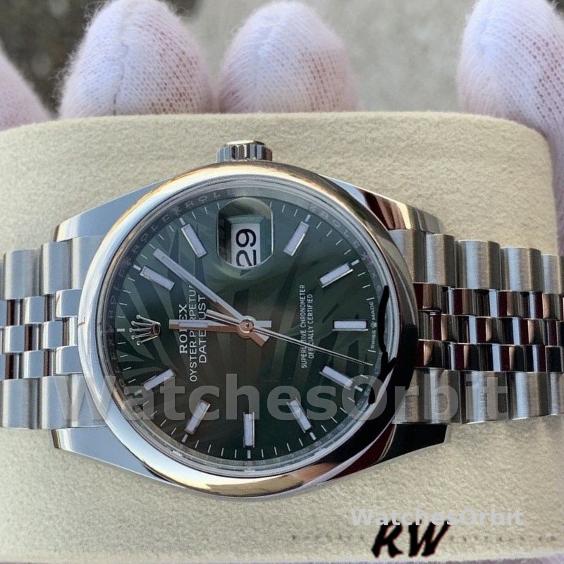 Rolex Datejust 126200 Olive Green Palm Motif Dial 36MM Unisex Replica Watch