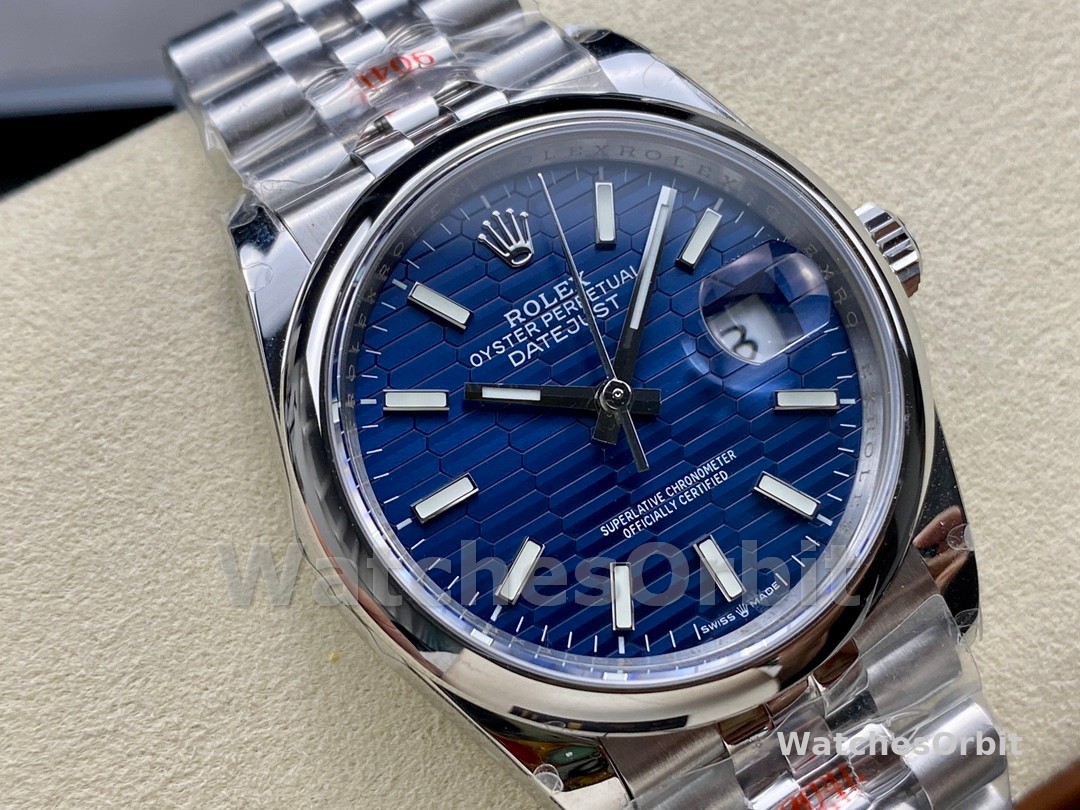 Rolex Datejust 126200 Stainless Steel Automatic Blue Motif Wave Dial 36MM Unisex Replica Watch
