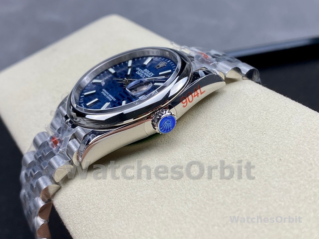 Rolex Datejust 126200 Stainless Steel Automatic Blue Motif Wave Dial 36MM Unisex Replica Watch