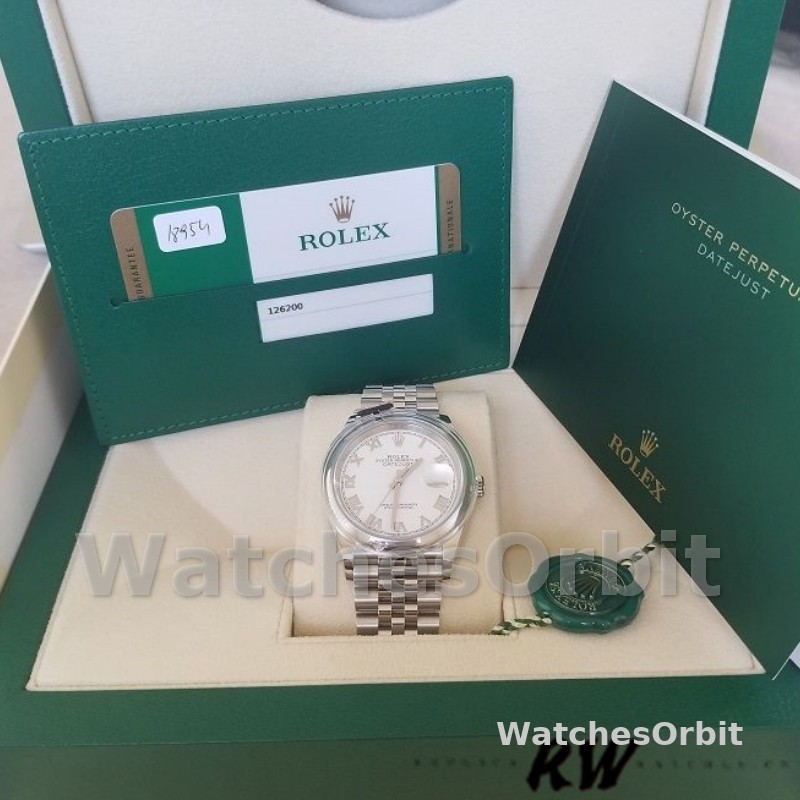Rolex Datejust 126200 Stainless Steel White Roman Dial 36MM Unisex Replica Watch