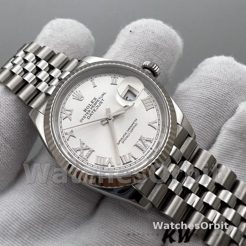 Rolex Datejust 126234 0029 Silver Diamond Roman Dial 36MM Women's Watch