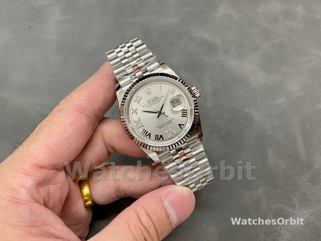 Rolex Datejust 126234 0029 Silver Diamond Roman Dial 36MM Women's Watch