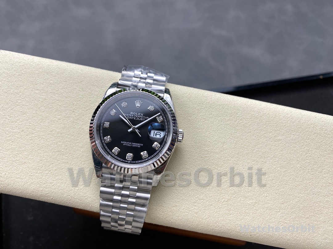 Rolex Datejust 126234 Fluted Bezel Black Diamond Dial 36MM Unisex Replica Watch