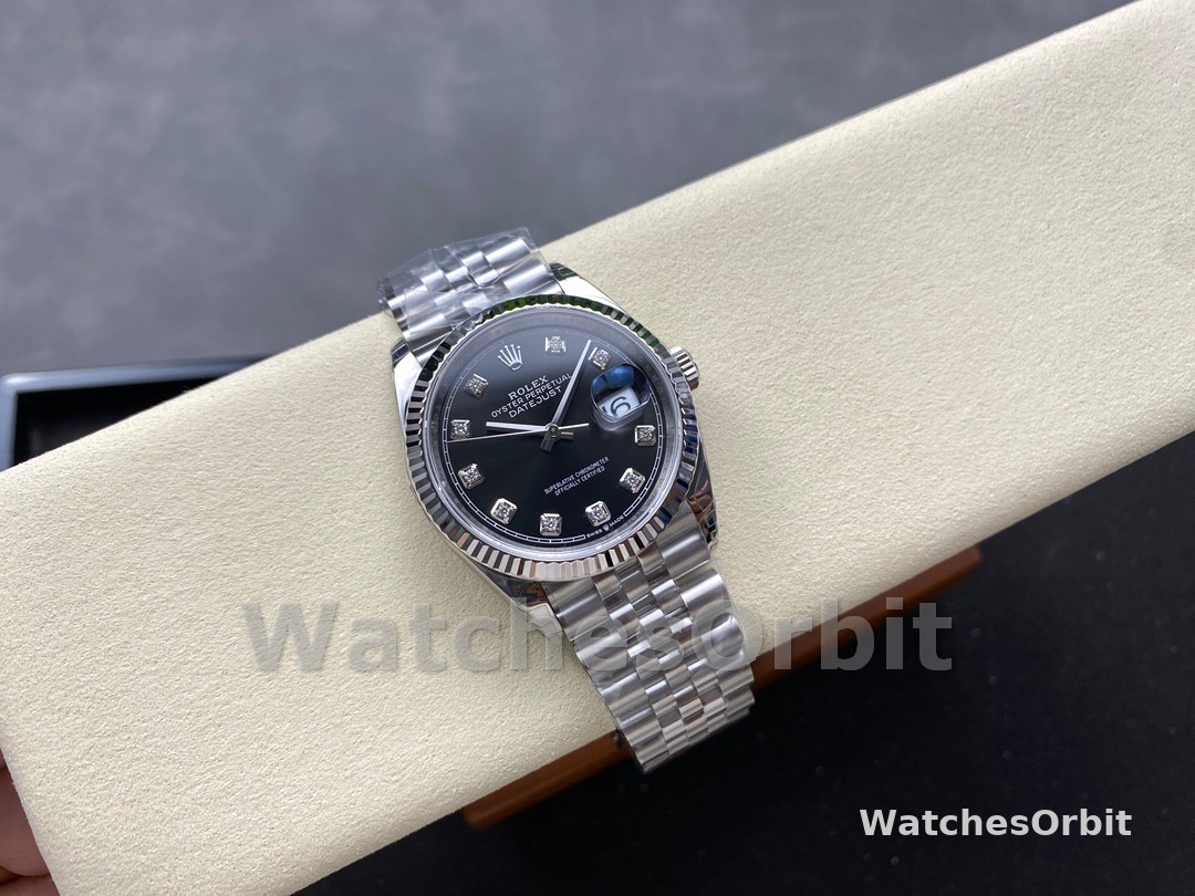 Rolex Datejust 126234 Fluted Bezel Black Diamond Dial 36MM Unisex Replica Watch