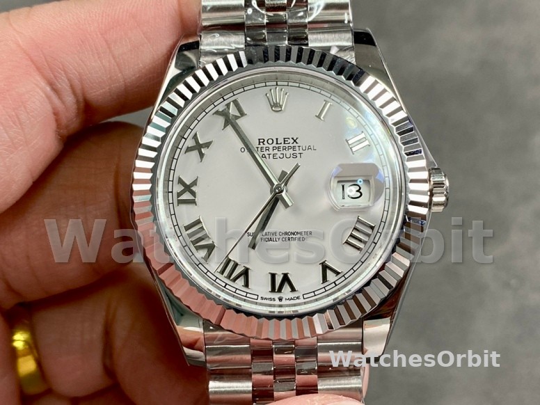 Rolex Datejust 126234 Fluted Bezel White Roman Dial 36MM Unisex Replica Watch