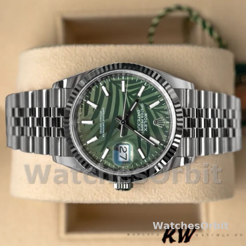 Rolex Datejust 126234 Olive Green Palm Motif Dial 36MM Unisex Replica Watch