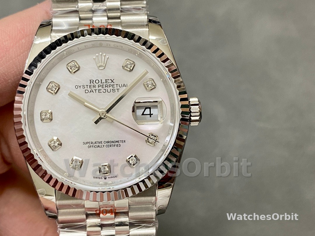 Rolex Datejust 126234 White Mother of Pearl Diamonds Dial 36MM Unisex Replica Watch