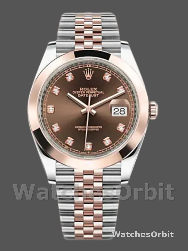 Rolex Datejust 126301 Rose Gold Chocolate Brown Diamonds Dial 41MM Mens Replica Watch