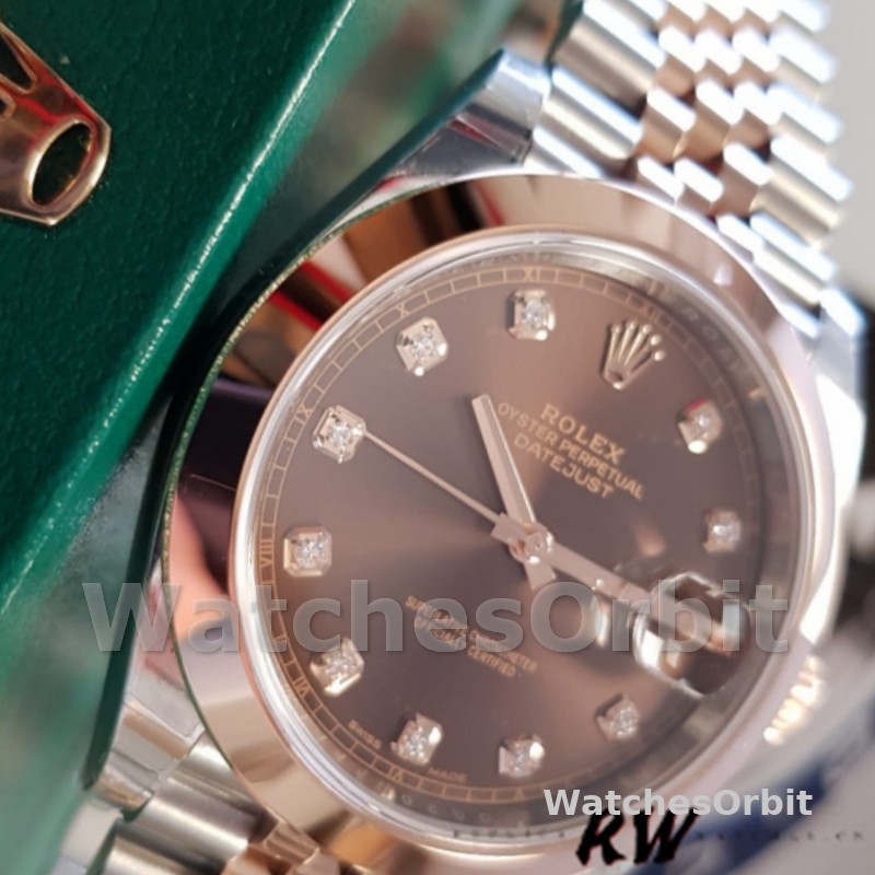 Rolex Datejust 126301 Rose Gold Chocolate Brown Diamonds Dial 41MM Mens Replica Watch
