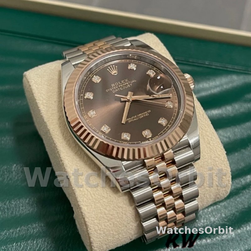Rolex Datejust 126301 Rose Gold Chocolate Brown Diamonds Dial 41MM Mens Replica Watch