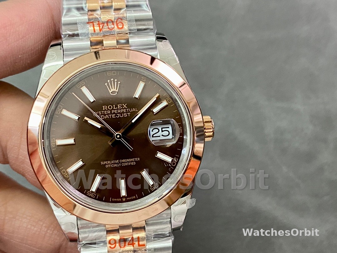 Rolex Datejust 126301 Rose Gold Chocolate Brown Index Dial 41MM Mens Replica Watch