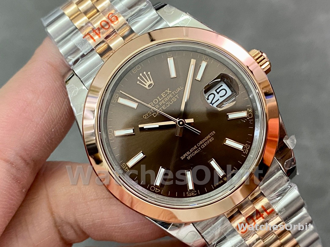Rolex Datejust 126301 Rose Gold Chocolate Brown Index Dial 41MM Mens Replica Watch