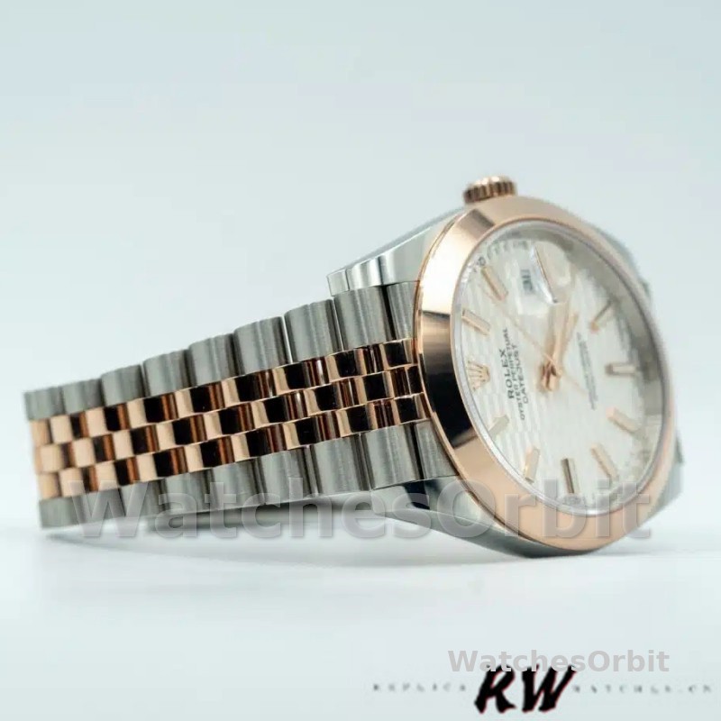 Rolex Datejust 126301 Rose Gold Silver Fluted Motif Dial 41MM Mens Replica Watch