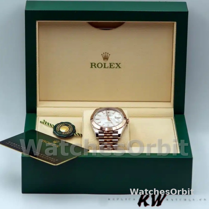 Rolex Datejust 126301 Rose Gold Silver Fluted Motif Dial 41MM Mens Replica Watch