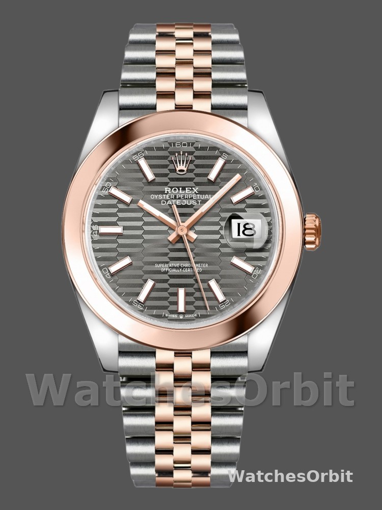 Rolex Datejust 126301 Rose Gold Slate Grey Fluted Motif Dial 41MM Mens Replica Watch