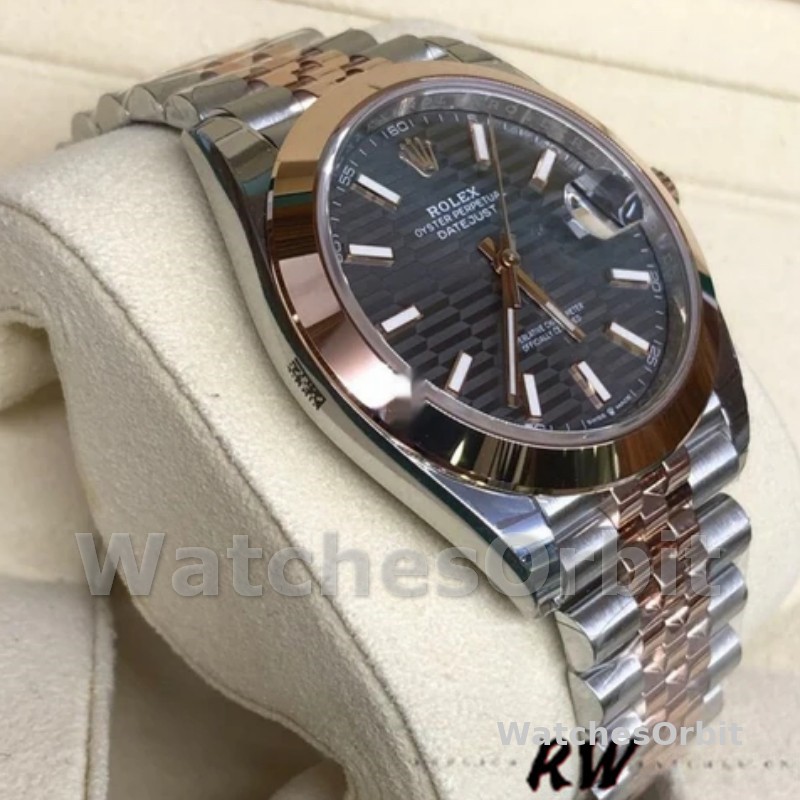 Rolex Datejust 126301 Rose Gold Slate Grey Fluted Motif Dial 41MM Mens Replica Watch