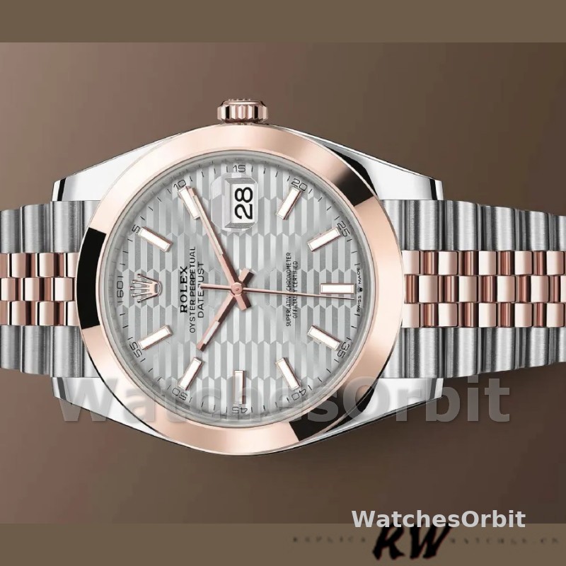 Rolex Datejust 126301 Rose Gold Slate Grey Fluted Motif Dial 41MM Mens Replica Watch
