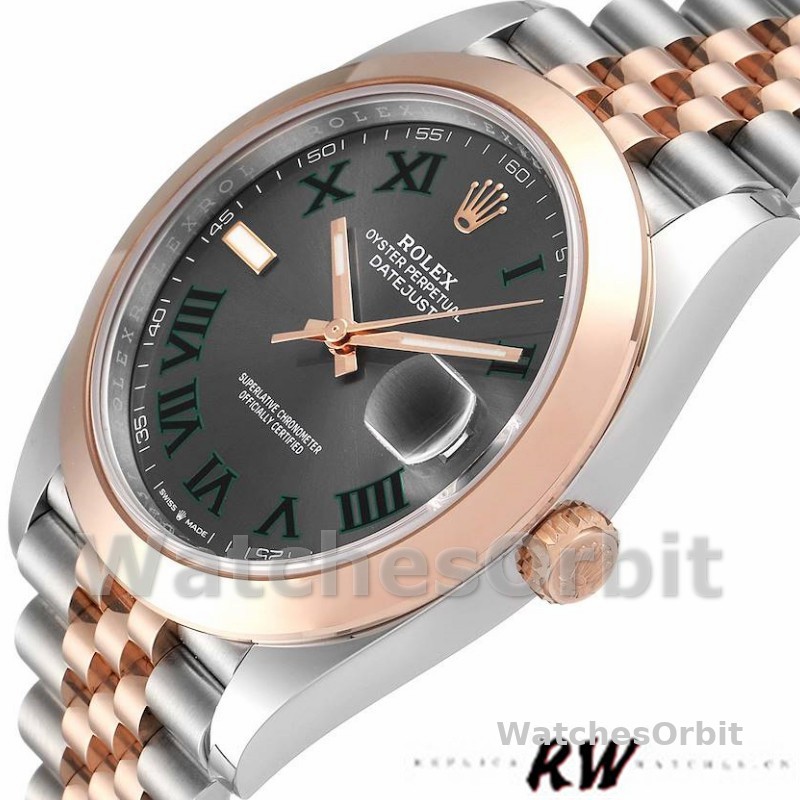 Rolex Datejust 126301 Rose Gold Slate Grey Wimbledon Dial 41MM Mens Replica Watch