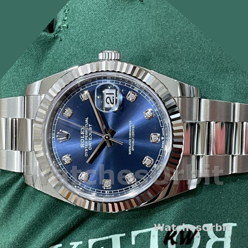 Rolex Datejust 126334 0015 Fluted Bezel Blue Diamond Dial 41MM Mens Replica Watch