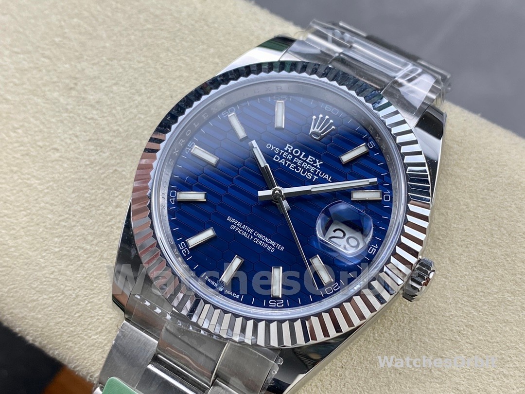 Rolex Datejust 126334 Fluted Bezel Blue Fluted-motif Dial 41MM Mens Replica Watch