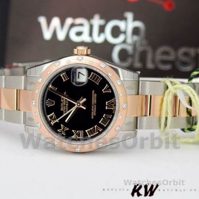 Rolex Datejust 178341 Black Roman Numerals Dial 31MM Lady Replica Watch