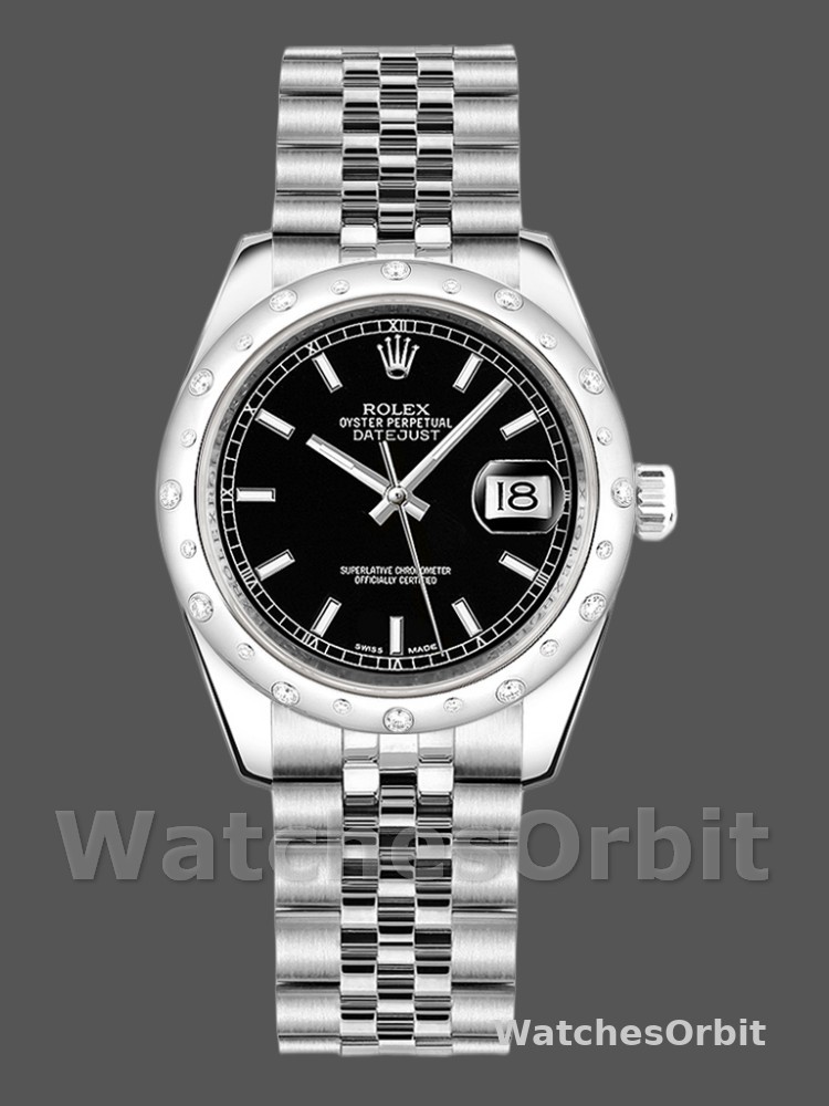 Rolex Datejust 178344 Black Dial Stainless Steel 31MM Lady Replica Watch