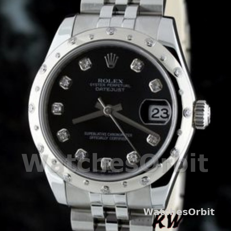 Rolex Datejust 178344 Black Diamond Dial Jubilee Bracelet 31MM Lady Replica Watch