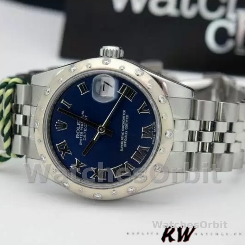 Rolex Datejust 178344 Blue Roman Dial Jubilee Bracelet 31MM Lady Replica Watch