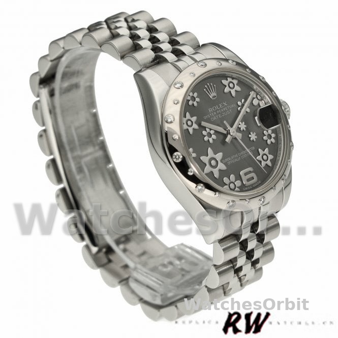 Rolex Datejust 178344 Floral Motif Dark Rhodium Grey Dial 31MM Lady Replica Watch