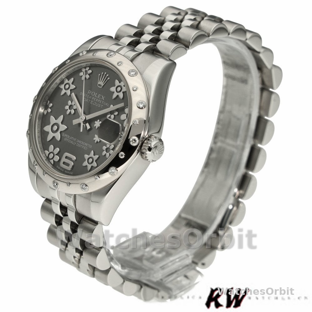 Rolex Datejust 178344 Floral Motif Dark Rhodium Grey Dial 31MM Lady Replica Watch