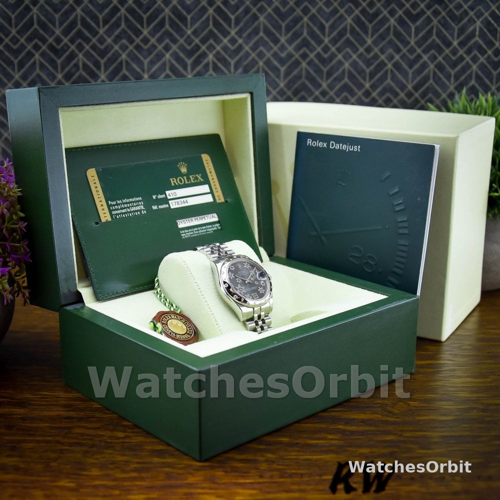 Rolex Datejust 178344 Floral Motif Dark Rhodium Grey Dial 31MM Lady Replica Watch