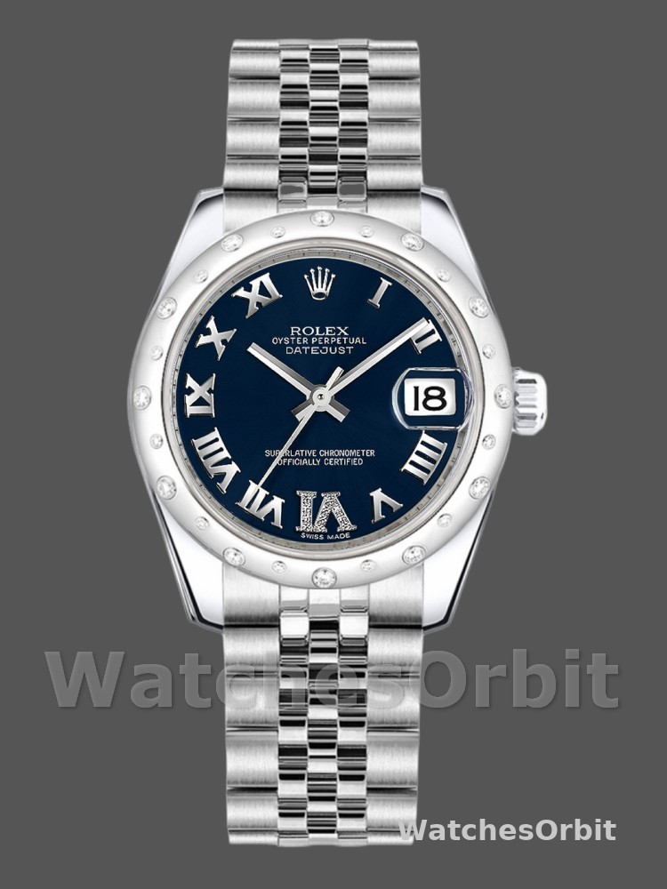 Rolex Datejust 178344 Stainless Steel Blue Dial Diamonds 31MM Lady Replica Watch