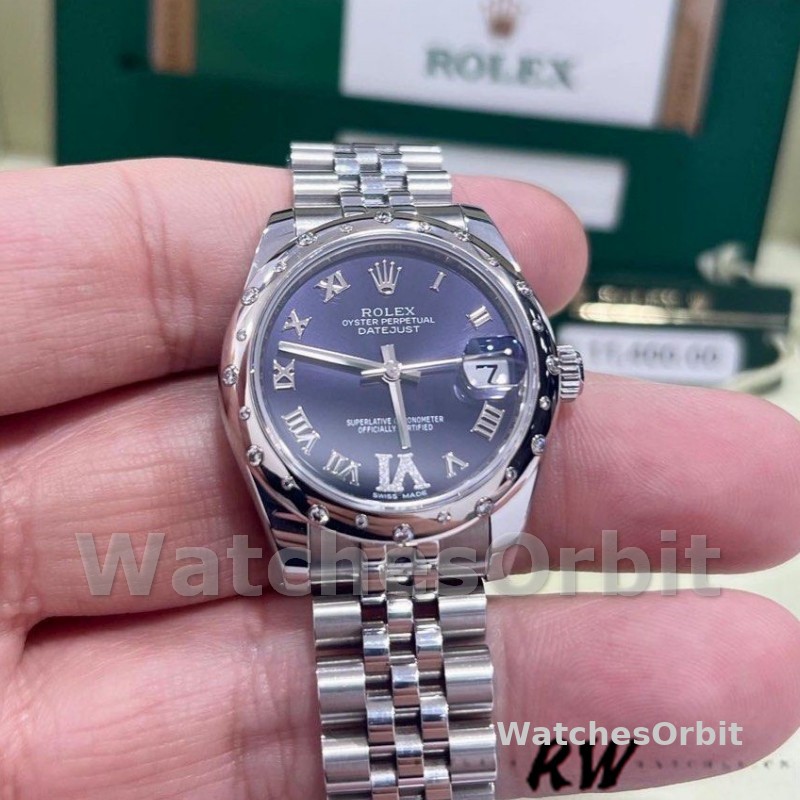 Rolex Datejust 178344 Stainless Steel Blue Dial Diamonds 31MM Lady Replica Watch