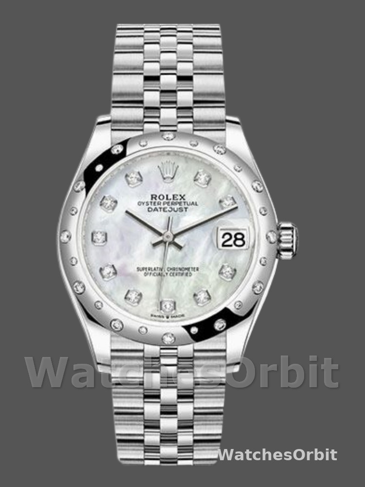 Rolex Datejust 178344 White Mother of Pearl Diamond Dial 31MM Lady Replica Watch