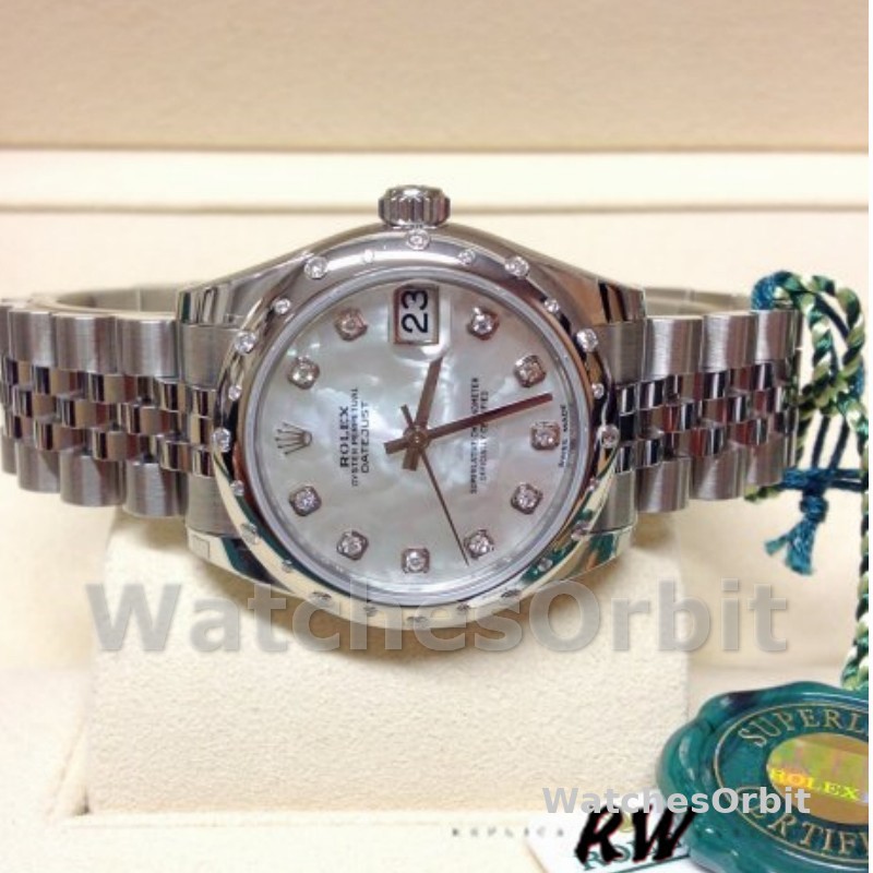 Rolex Datejust 178344 White Mother of Pearl Diamond Dial 31MM Lady Replica Watch